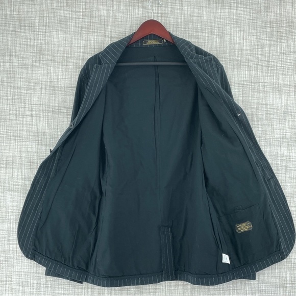 Ralph Lauren & Co. Clothiers Mens M Black Chalk Line Cotton Blazer Jacket 1024 - Picture 3 of 8